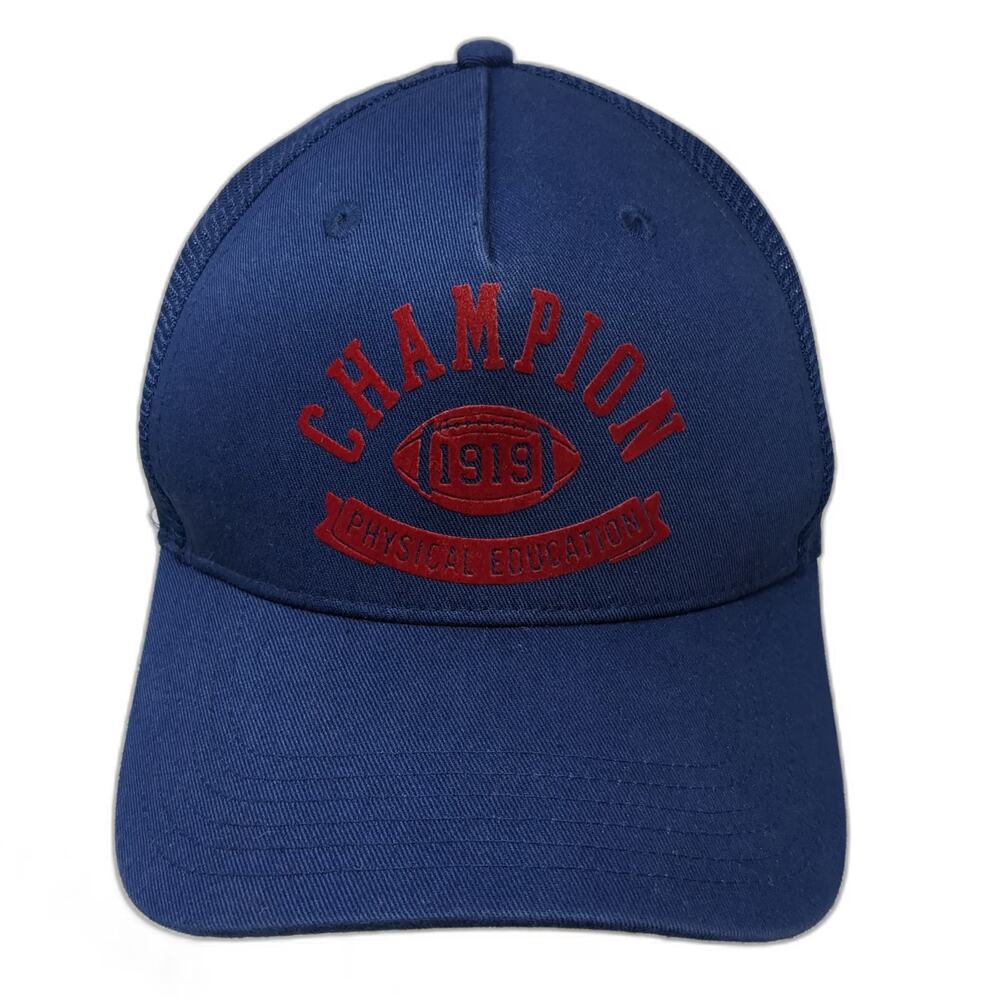 Champion Trucker Hat Blue One Size Mesh Snapback Physical Education Football Hat